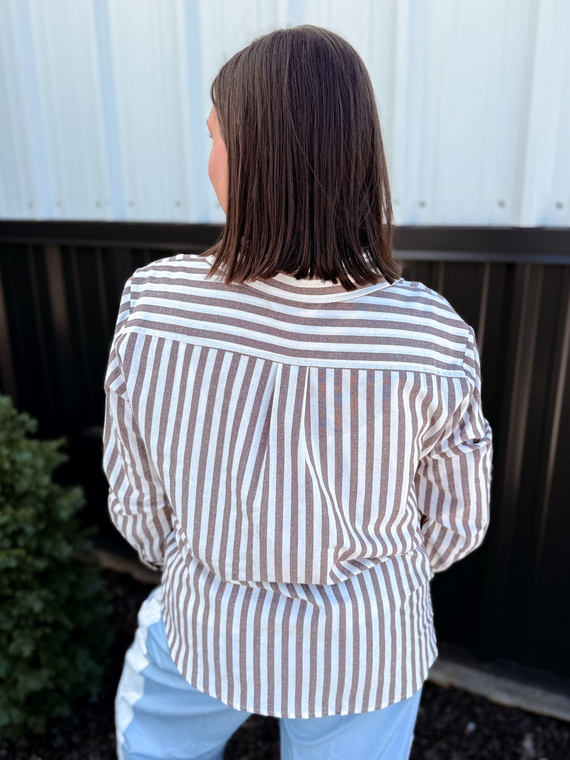 Striped Collared Shirt Top