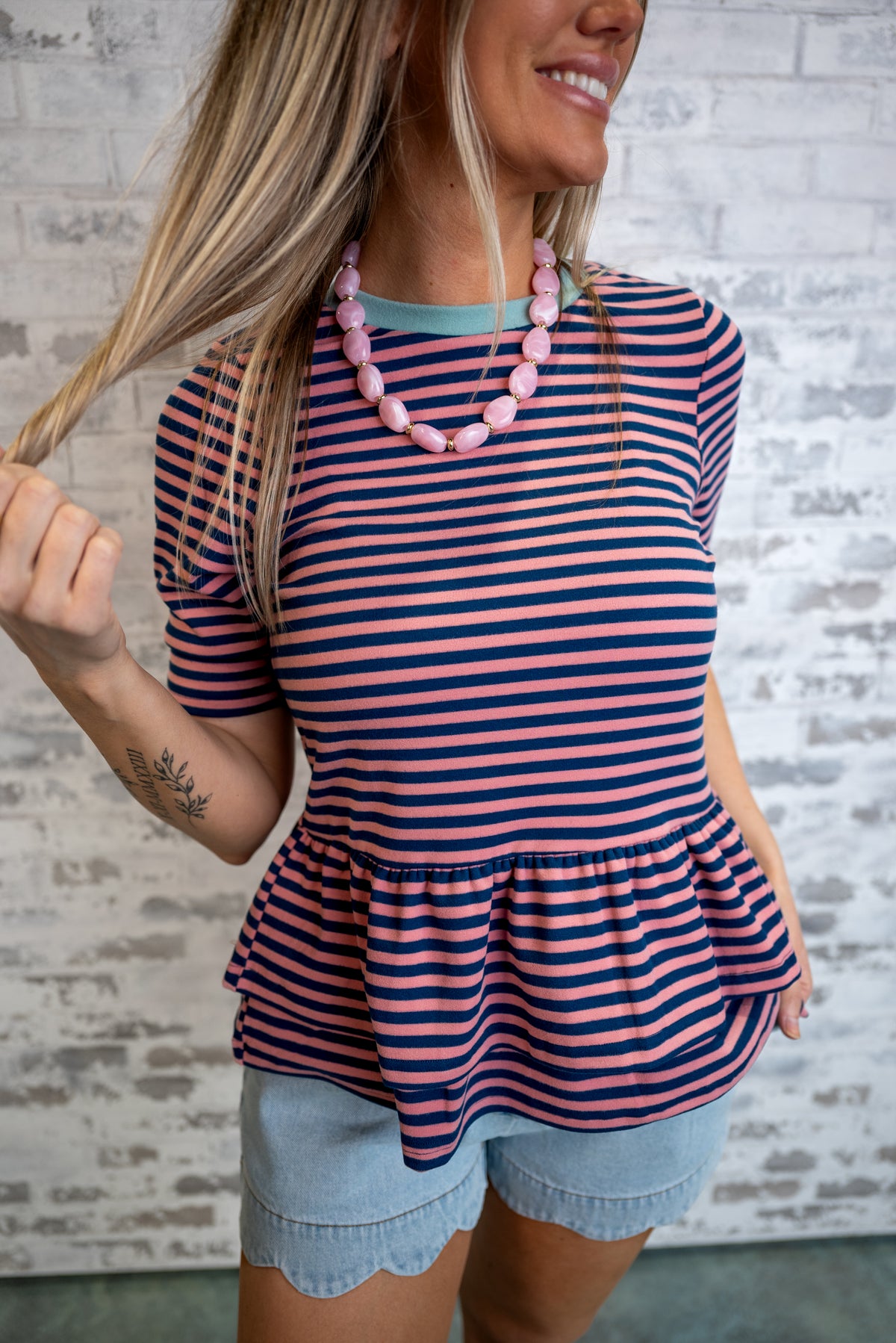 Striped Peplum Knit Top - EOS Final Sale