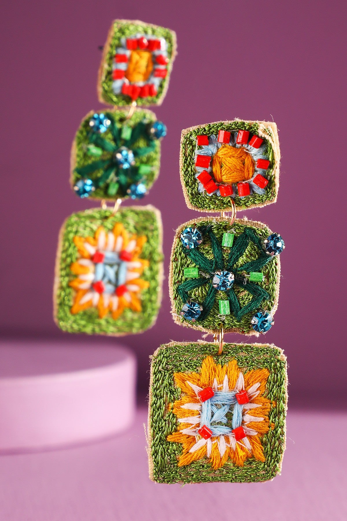 Artisan Dangle Earrings - Green