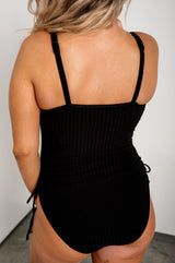 Sunset Ribbed Tie Swimsuit - Black