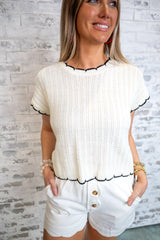Sweet Scallop Knit Top - Ivory