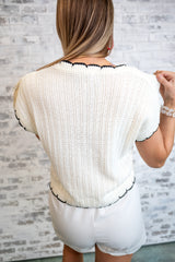 Sweet Scallop Knit Top - Ivory
