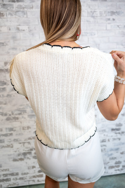 Sweet Scallop Knit Top - Ivory Final Sale