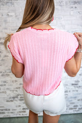 Sweet Scallop Knit Top - Pink
