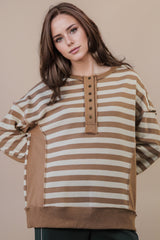 Harbor Breeze Striped Top - Taupe FINAL SALE