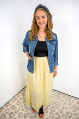 Textured Tide Midi Skirt - Yellow