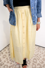 Textured Tide Midi Skirt - Yellow