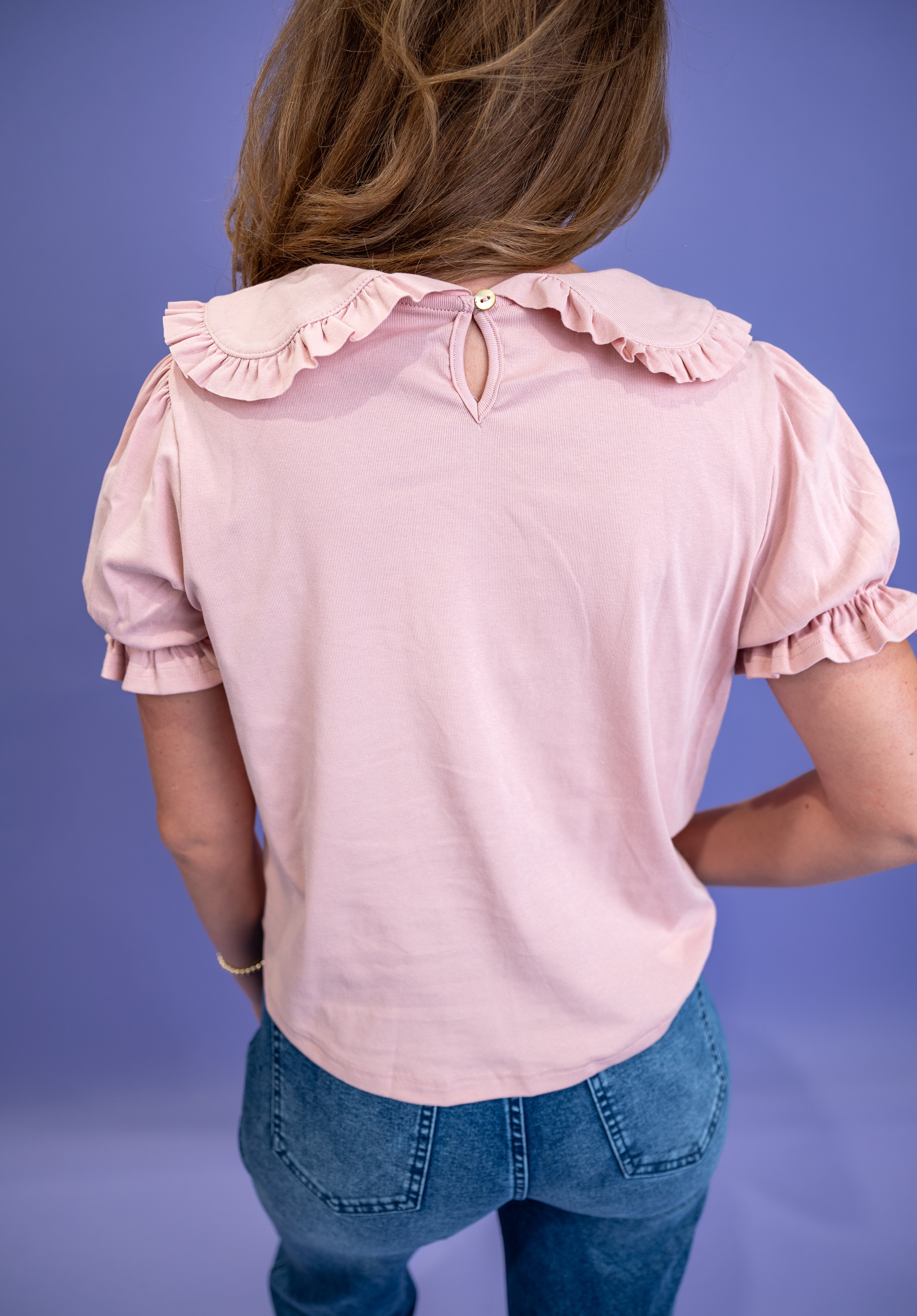 The Harper Scallop Top - Blush