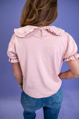 The Harper Scallop Top - Blush