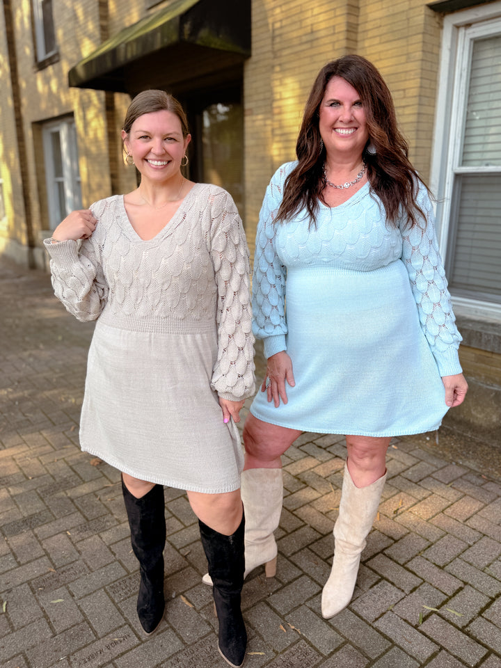 Three-Dimensional Crochet Knit A-Line Dress - Final Sale