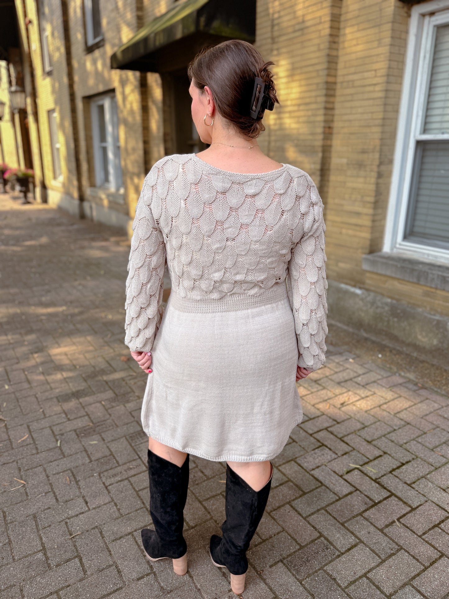 Three-Dimensional Crochet Knit A-Line Dress - Final Sale