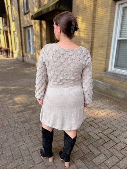 Three-Dimensional Crochet Knit A-Line Dress - Final Sale