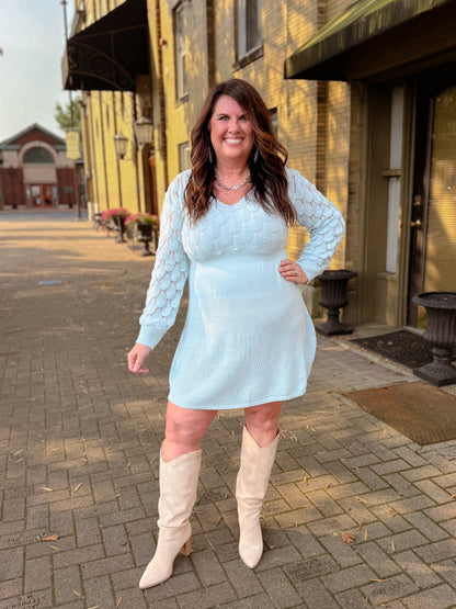 Three-Dimensional Crochet Knit A-Line Dress - Final Sale