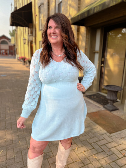 Three-Dimensional Crochet Knit A-Line Dress - Final Sale