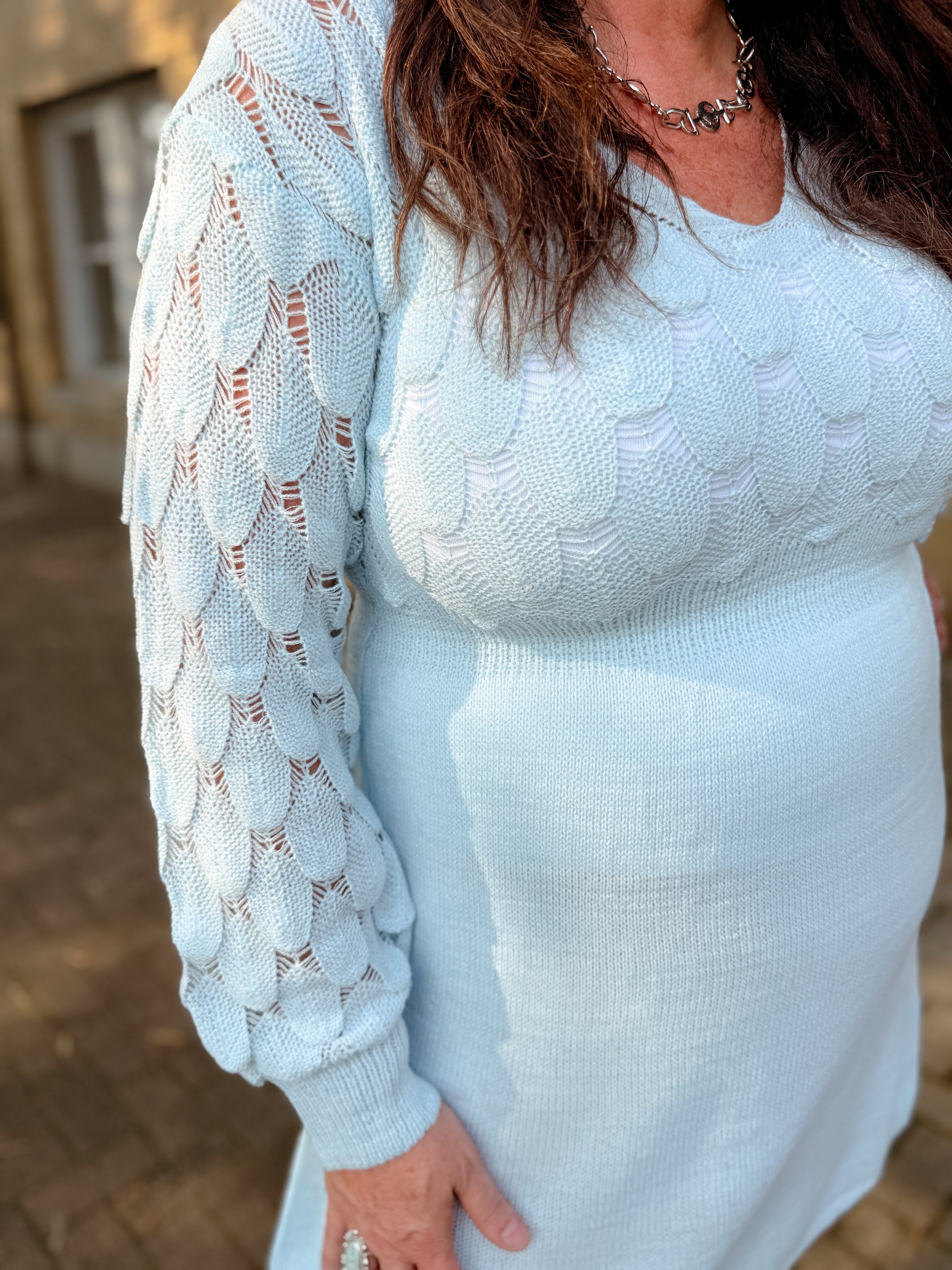 Three-Dimensional Crochet Knit A-Line Dress - Final Sale