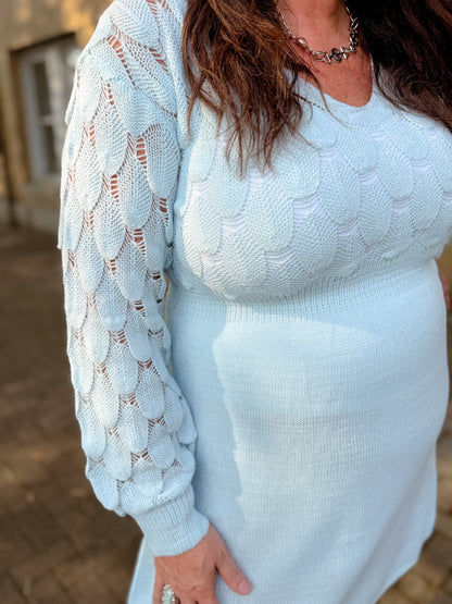 Three-Dimensional Crochet Knit A-Line Dress - Final Sale