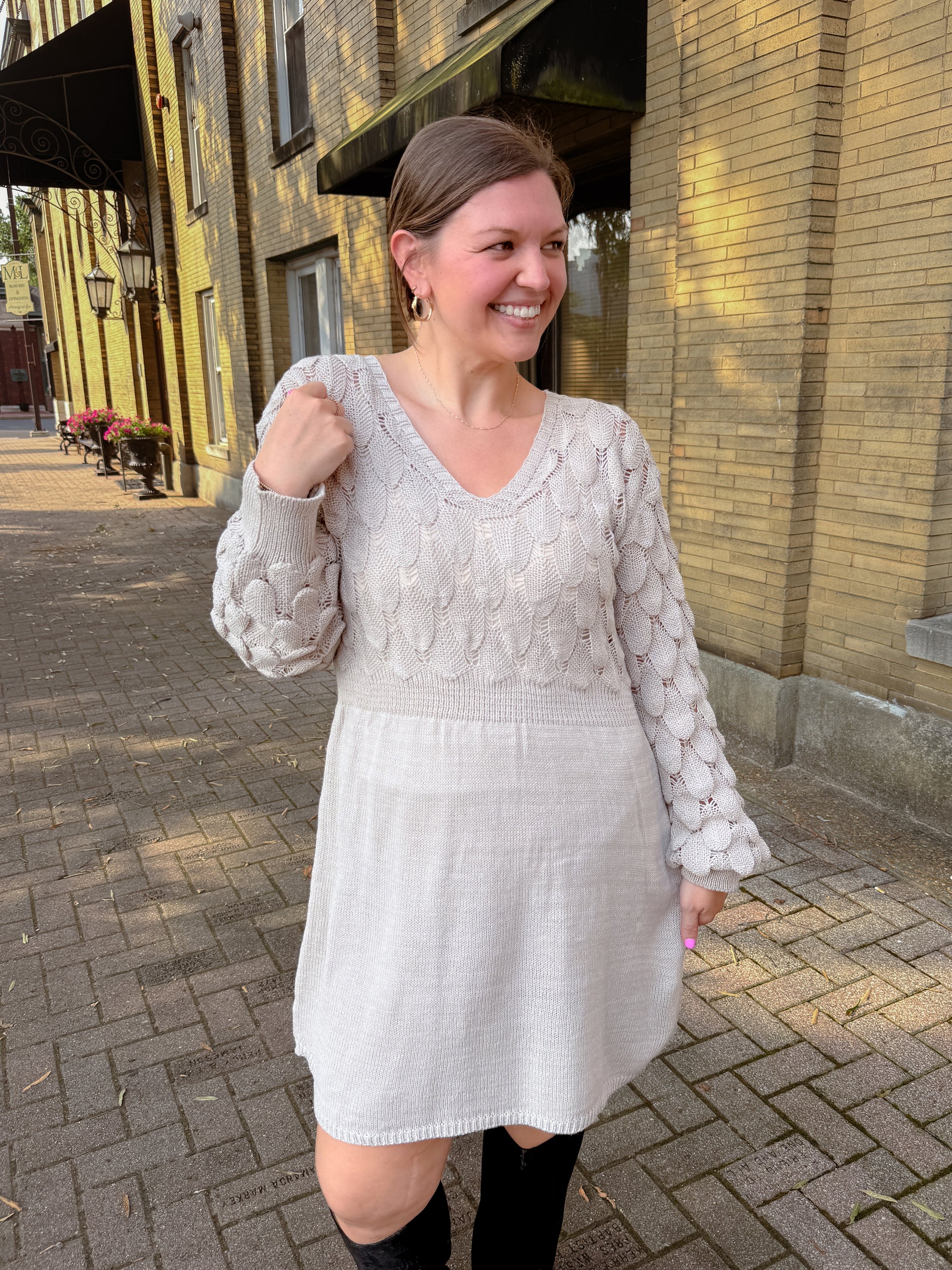 Three-Dimensional Crochet Knit A-Line Dress - Final Sale