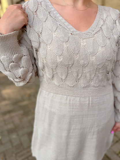 Three-Dimensional Crochet Knit A-Line Dress - Final Sale