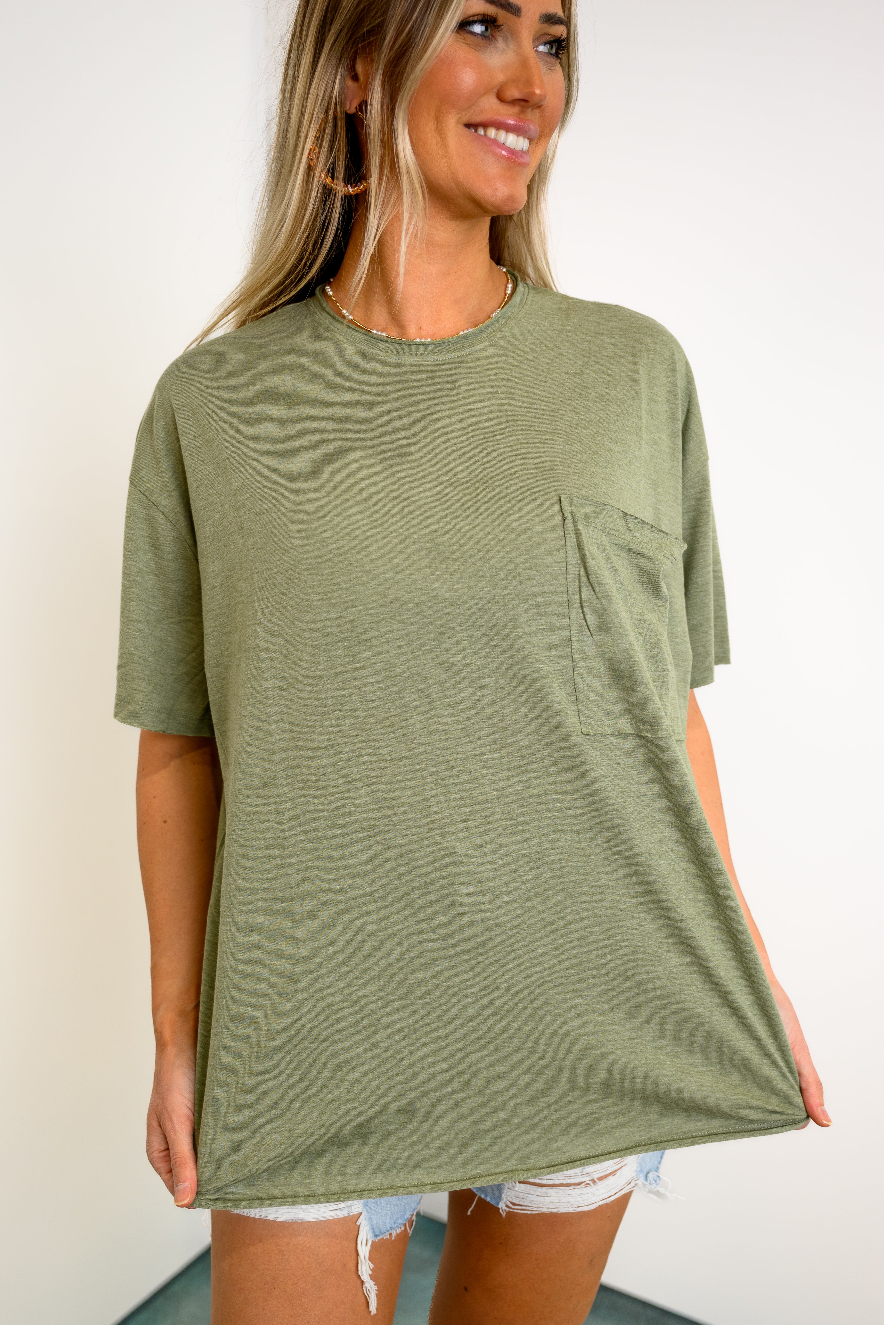 Twist & Comfort Boyfriend Top - Olive