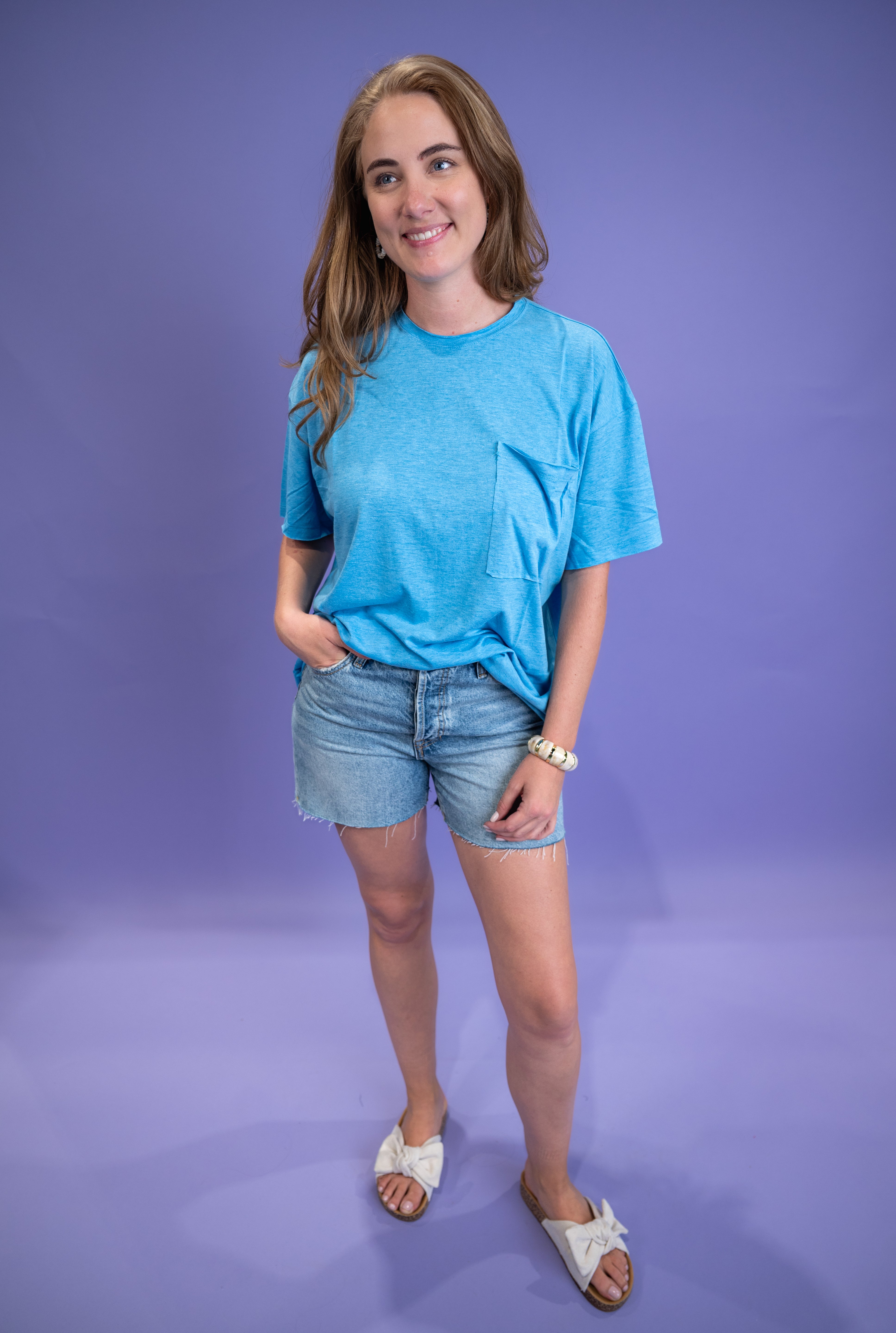 Twist & Comfort Boyfriend Top - Deep Sky