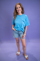 Twist & Comfort Boyfriend Top - Deep Sky