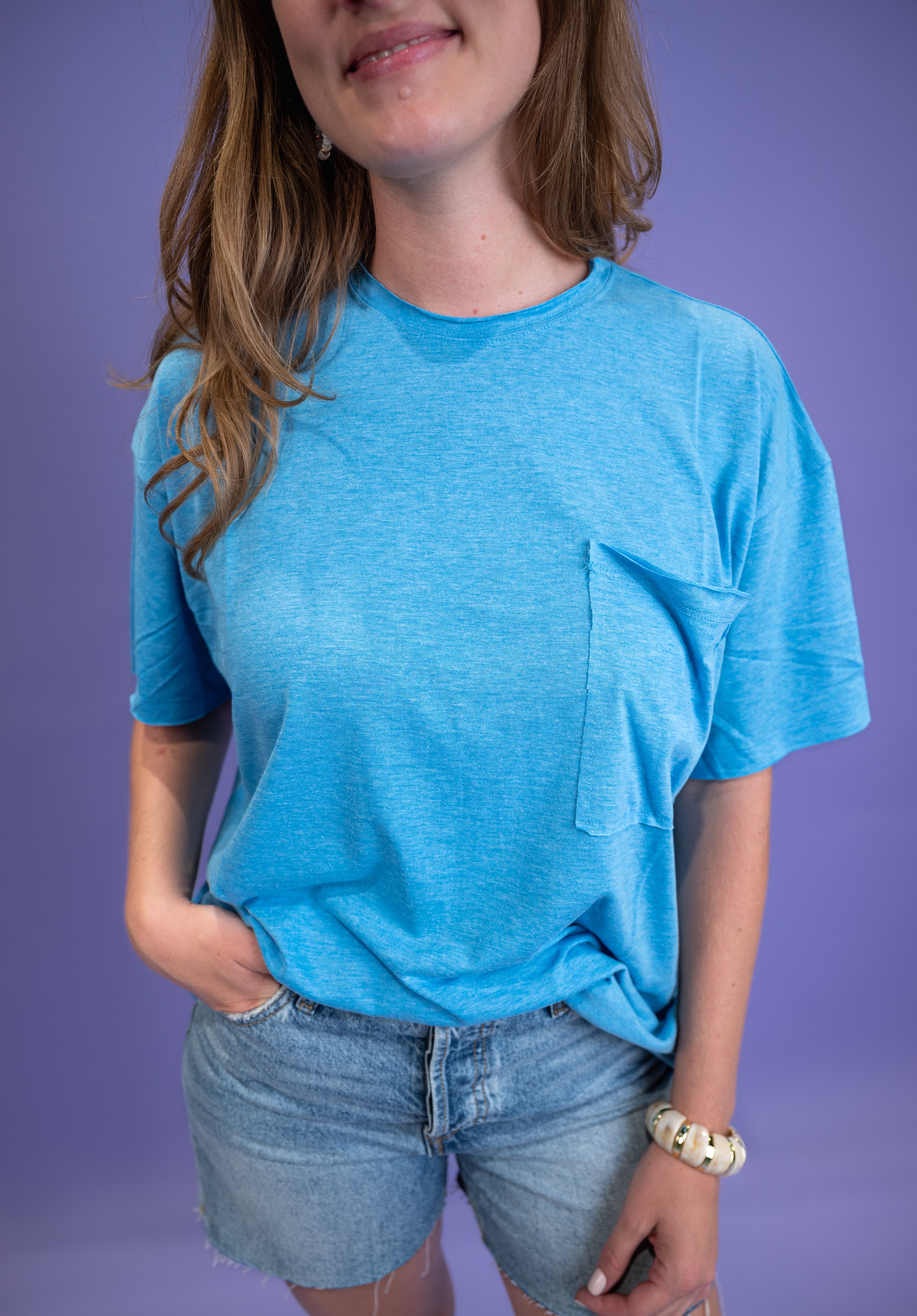 Twist & Comfort Boyfriend Top - Deep Sky