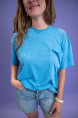 Twist & Comfort Boyfriend Top - Deep Sky