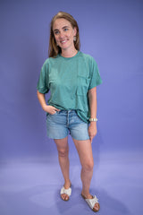 Twist & Comfort Boyfriend Top - Heather Green