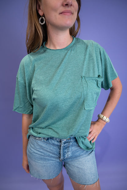 Twist & Comfort Boyfriend Top - Heather Green - EOS Final Sale
