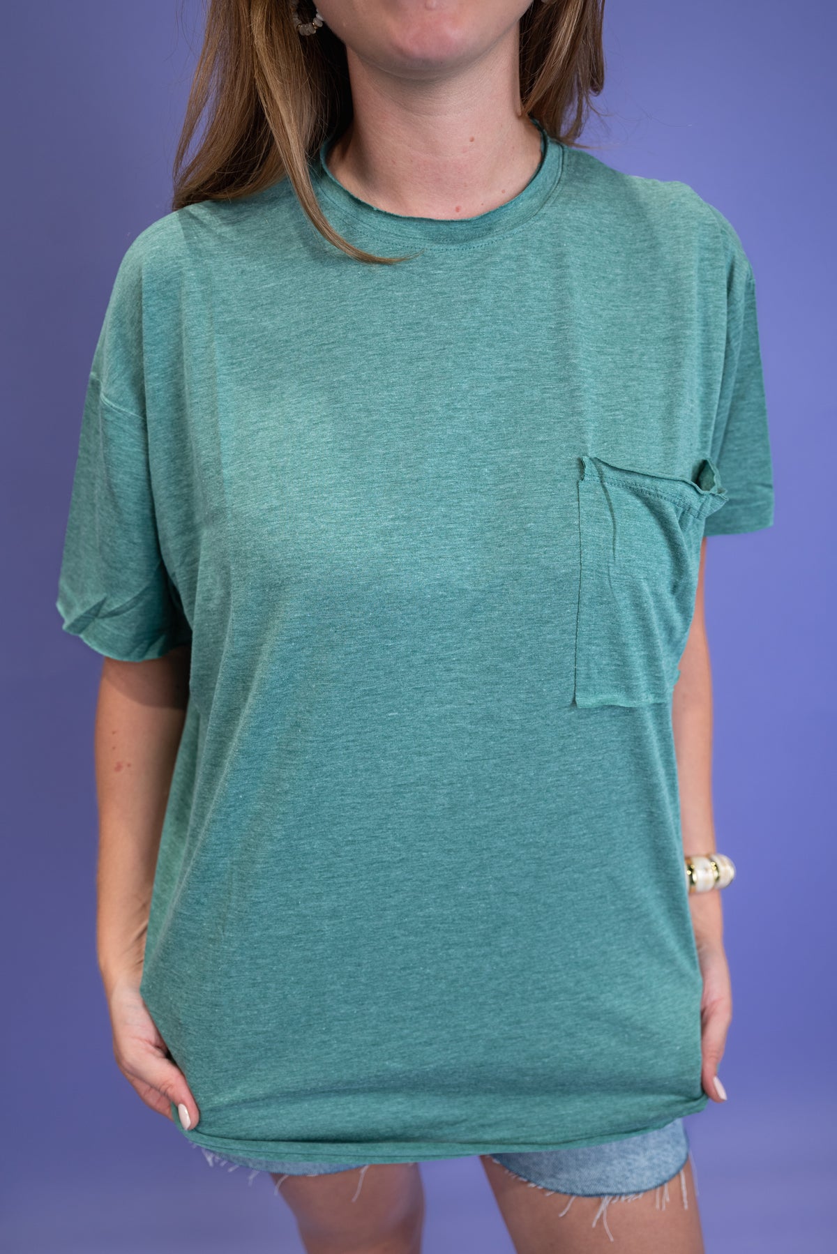 Twist & Comfort Boyfriend Top - Heather Green - EOS Final Sale