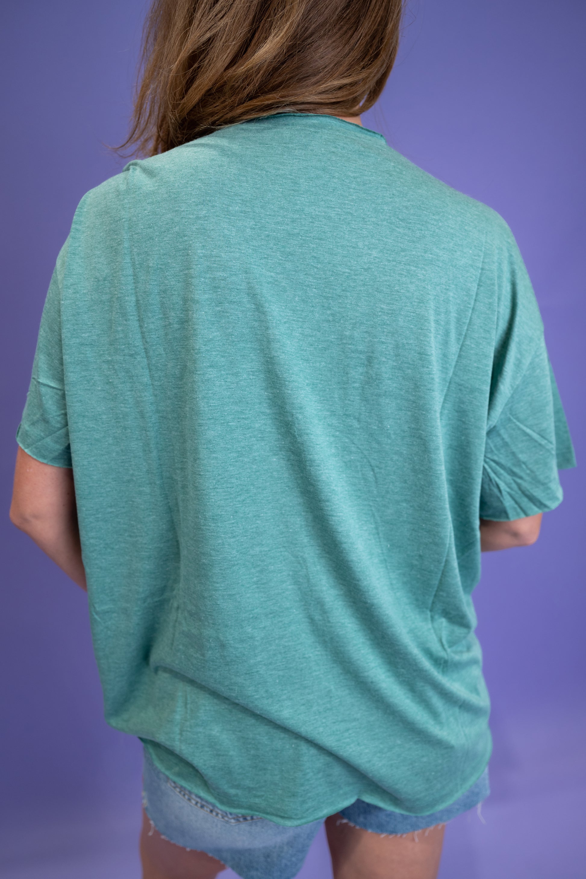 Twist & Comfort Boyfriend Top - Heather Green - EOS Final Sale