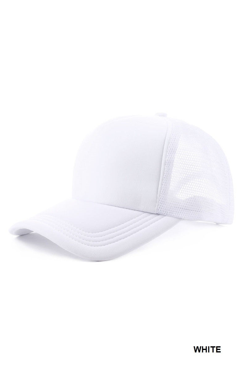 Breathable Mesh Back Trucker Cap - White DOORBUSTER