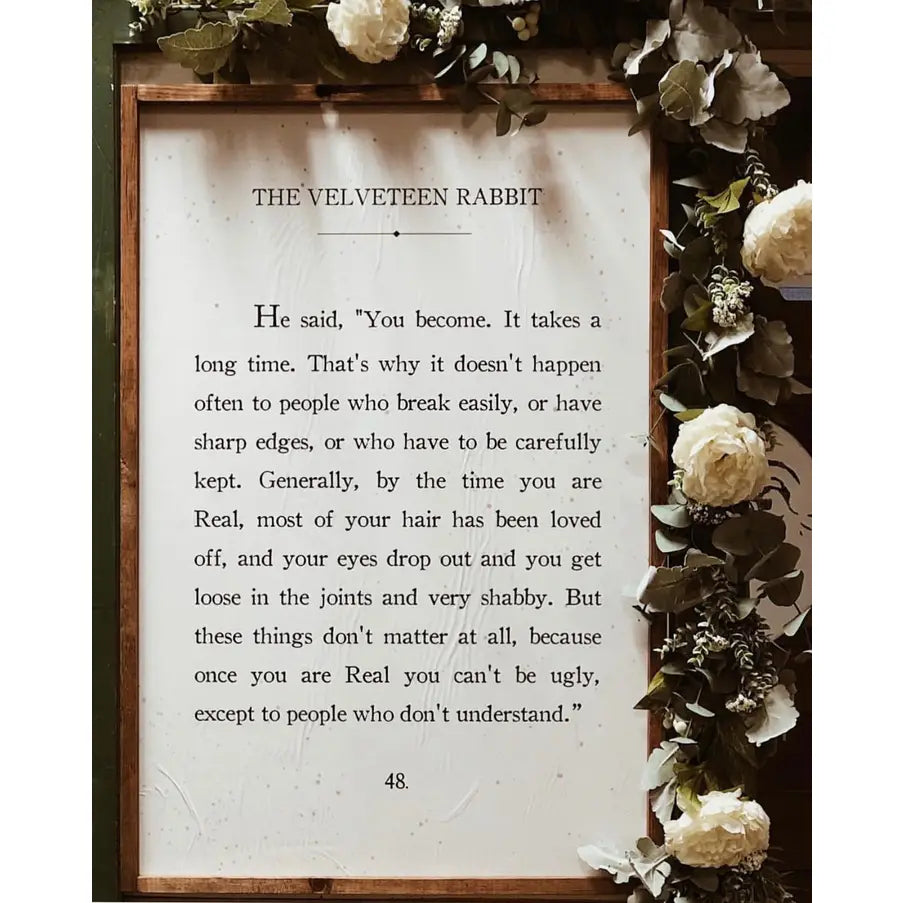 Velveteen Rabbit Book Page Sign