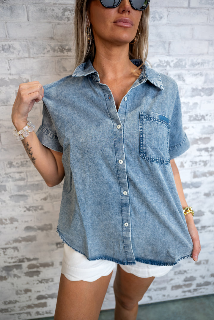 Vintage Wash Chambray Top Final Sale