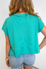 Waffle Flow Knit Top - Turquoise DOORBUSTER