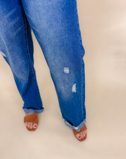 Washed Denim Pant Straight Leg Jeans
