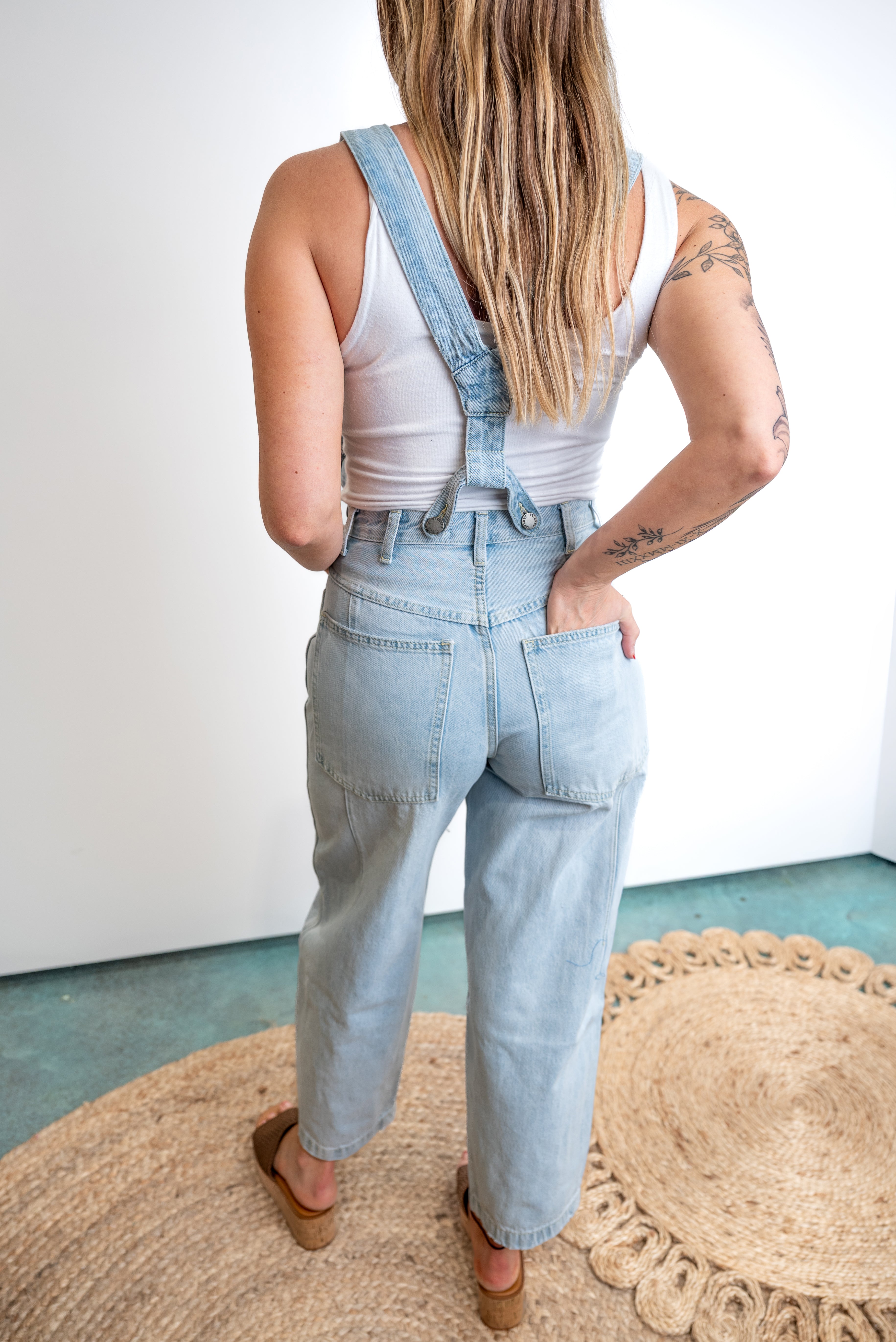 Wide-Leg Relaxed Denim Overalls