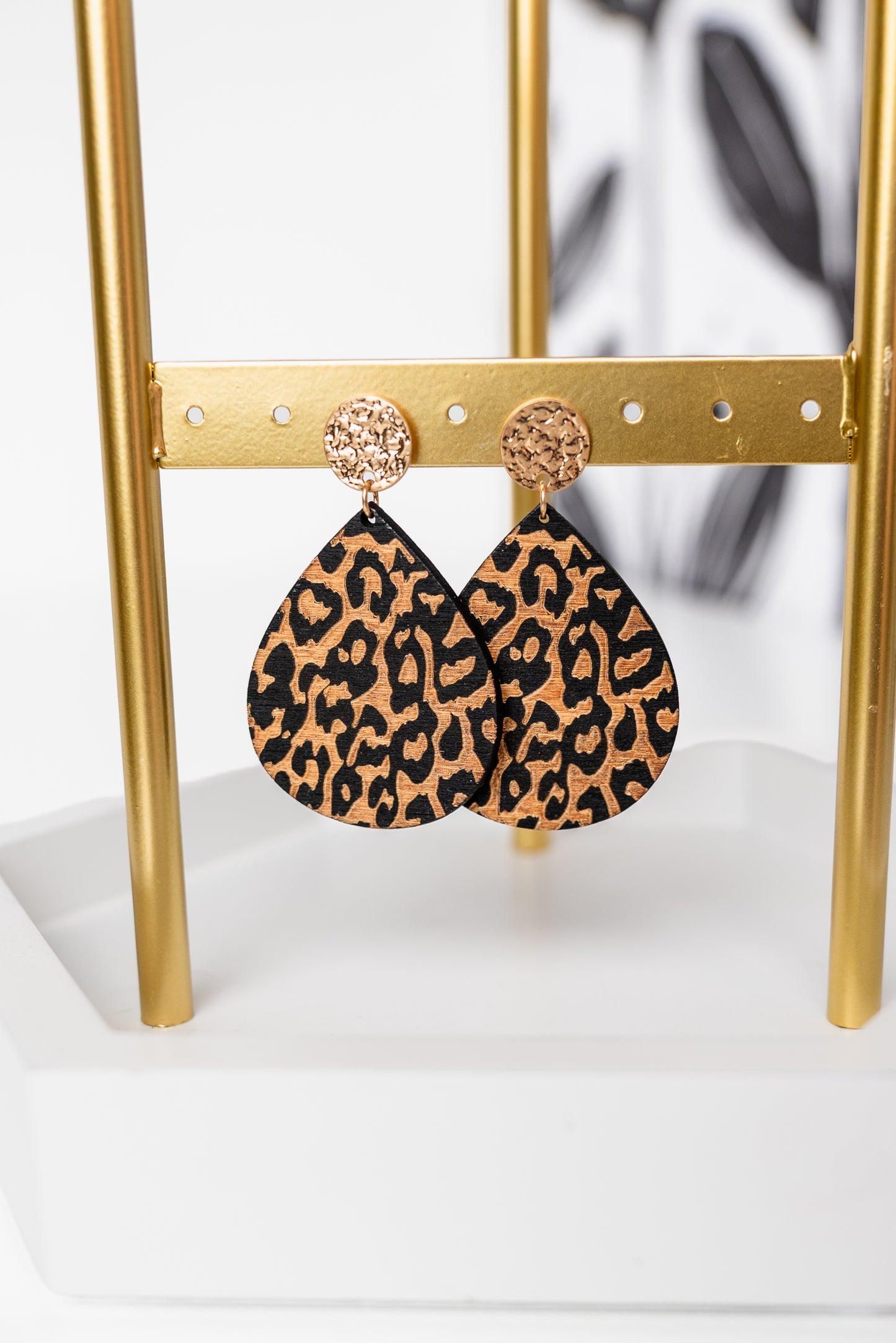 Wood Tear Drop Earrings