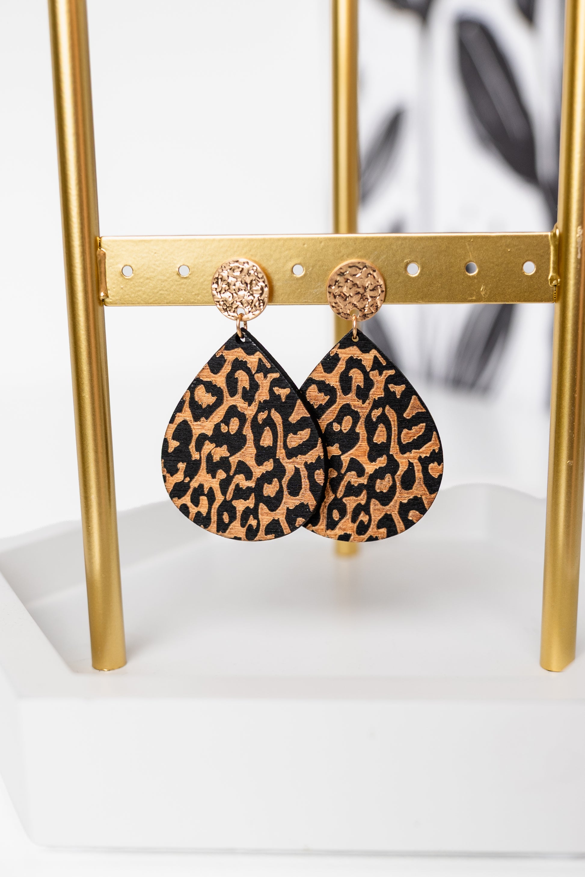 Wood Tear Drop Earrings