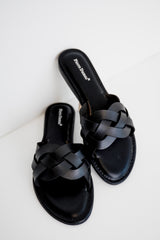 Woven Slide Sandal - Black