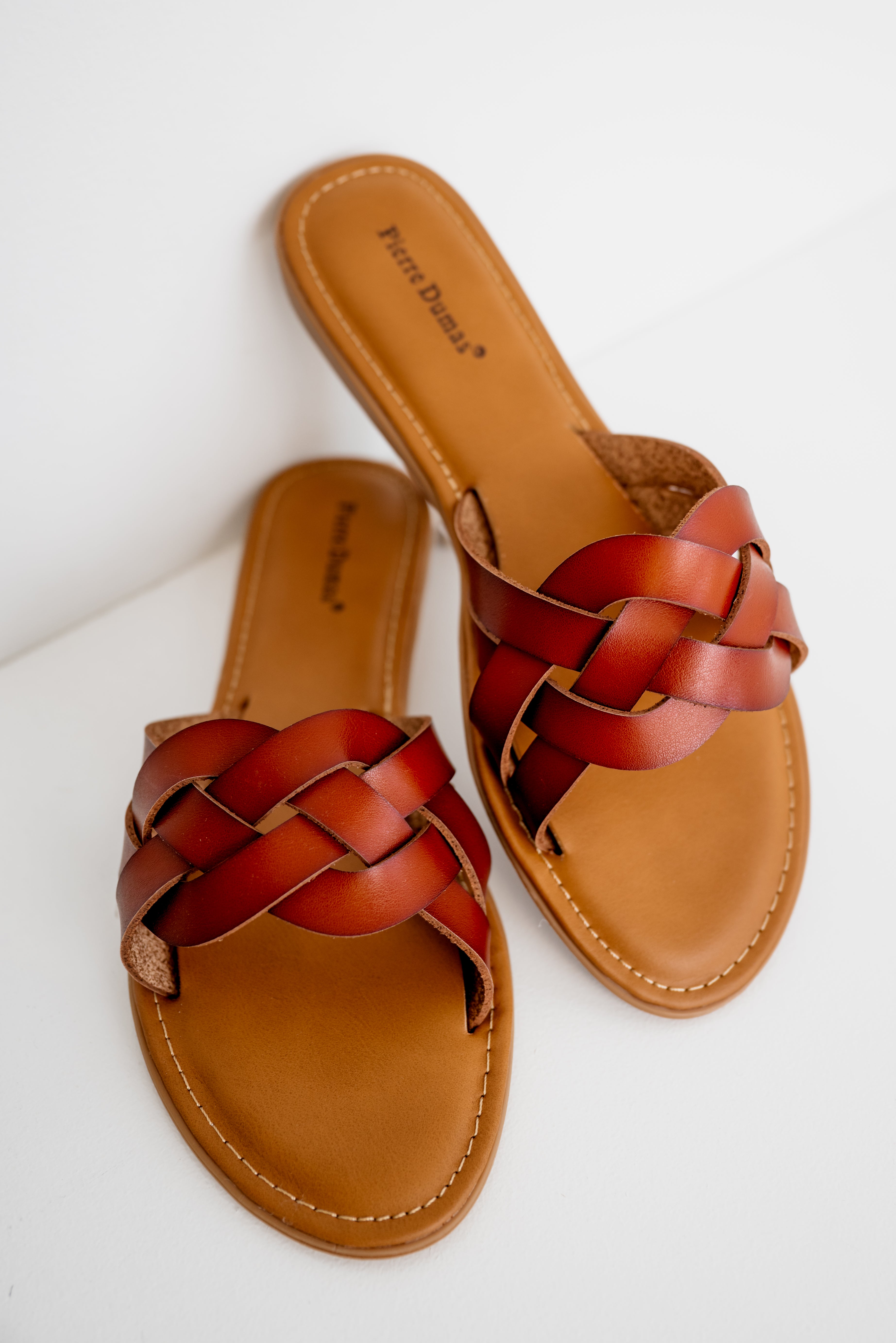 Woven Slide Sandal - Cognac