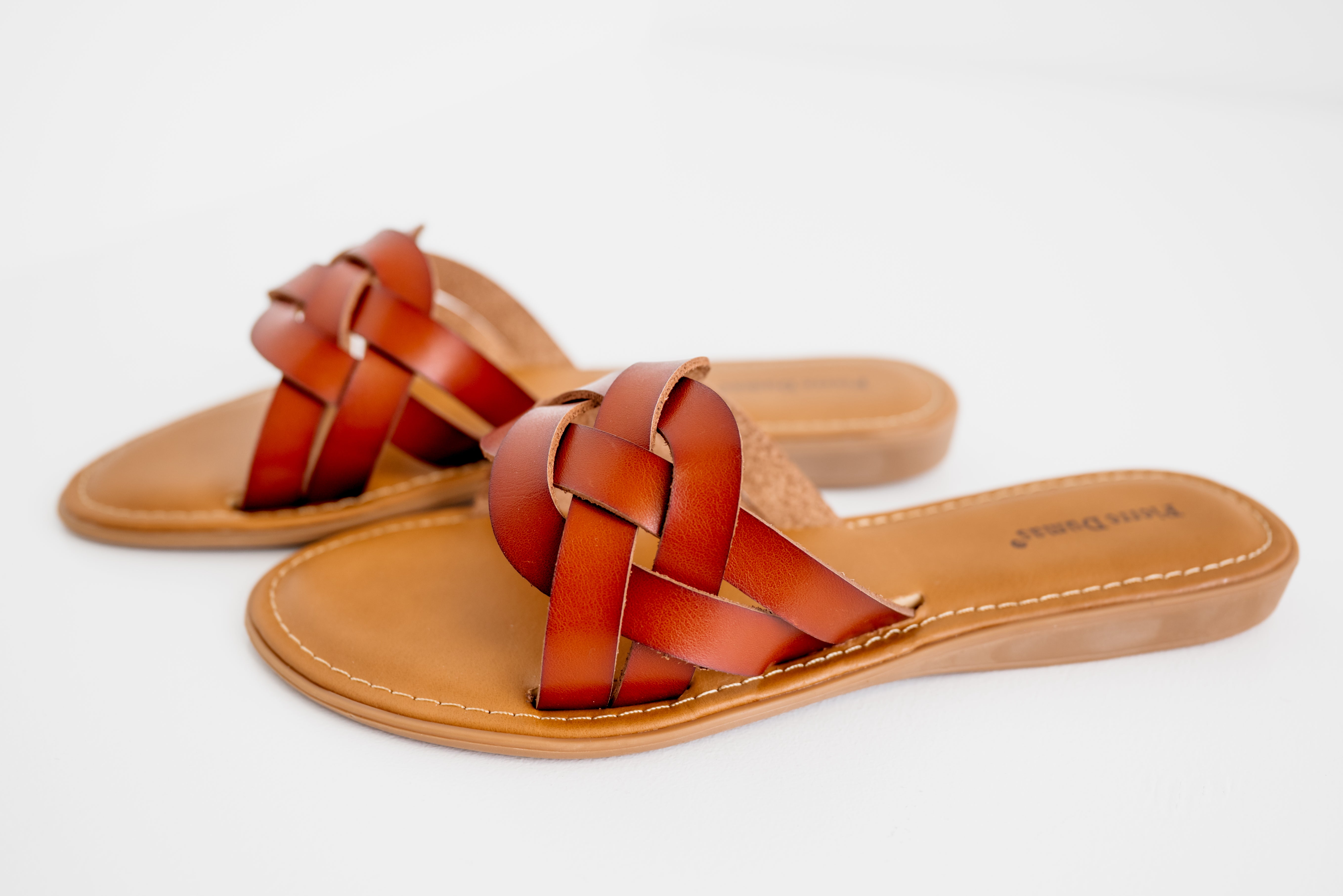 Woven Slide Sandal - Cognac