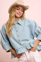 Prairie Stripe Peplum Shirt