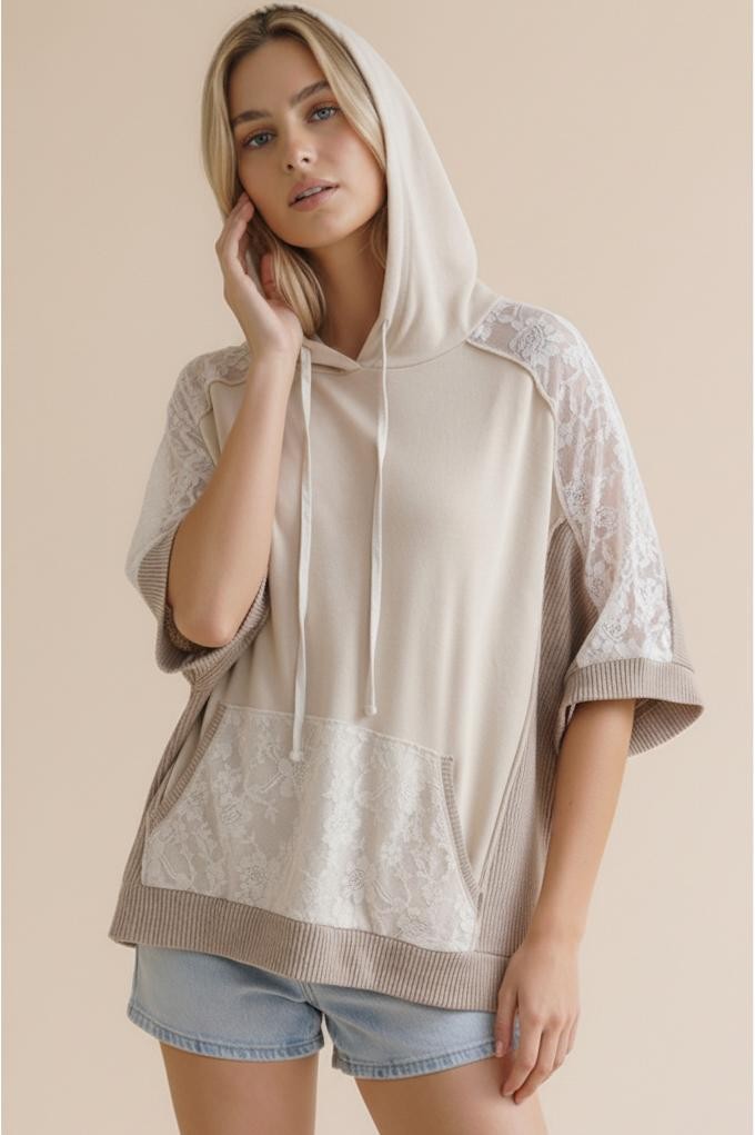 Lace Accent Lounge Hoodie