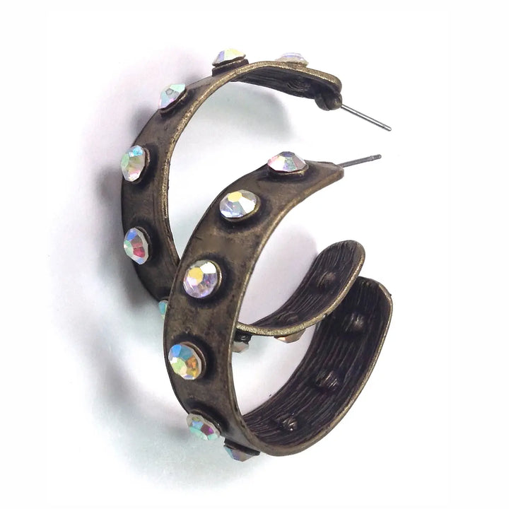 Bling Hoop Brass Ox Earrings