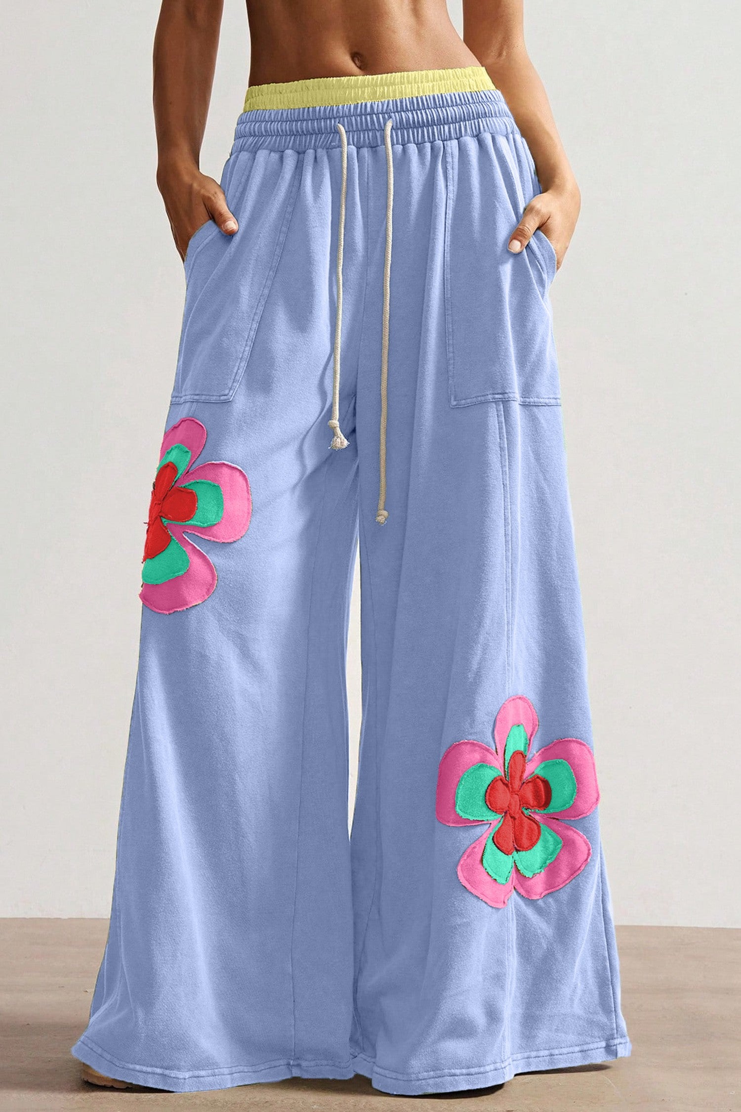 Patchwork Paradise Pants - Blue