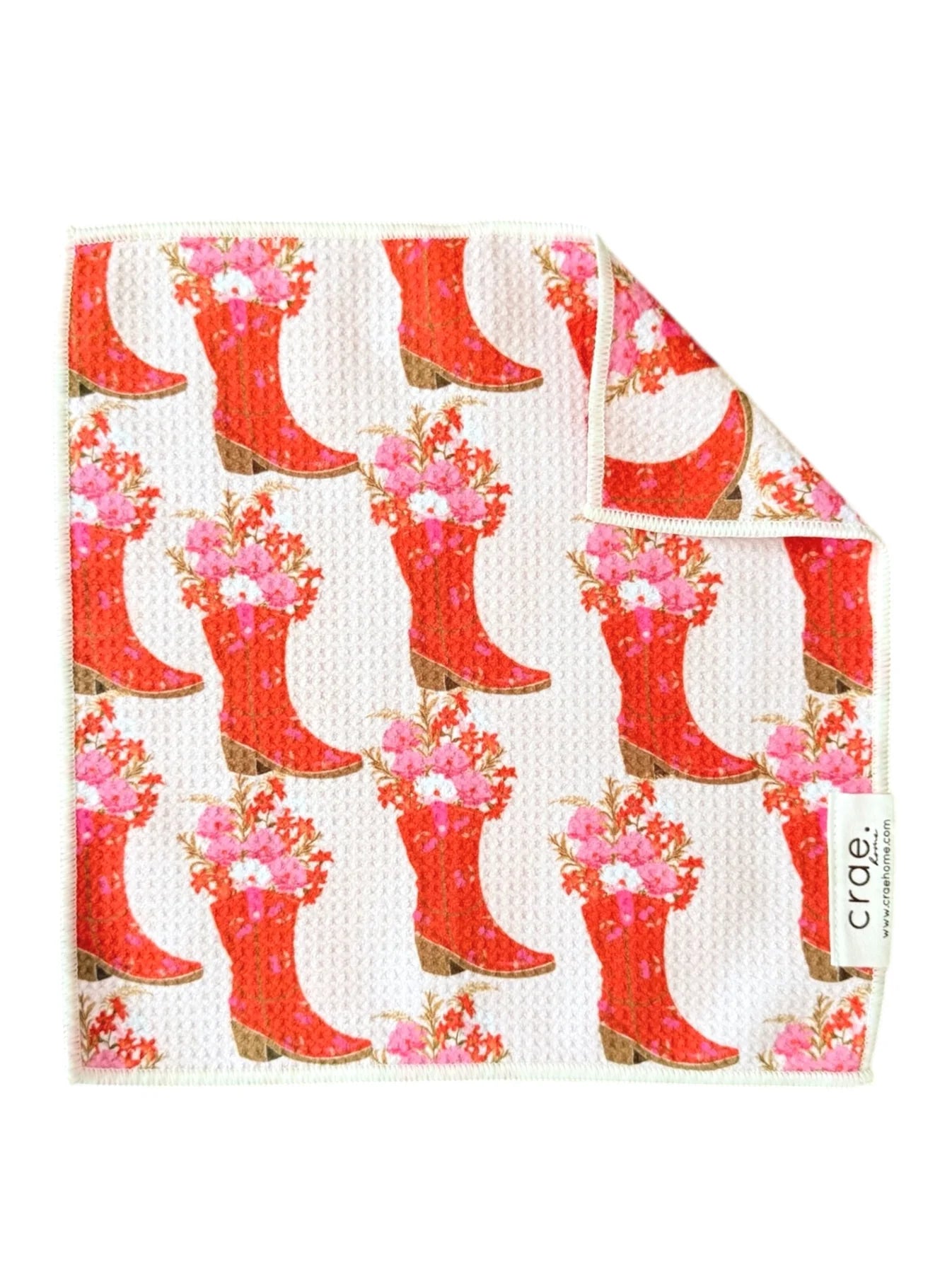 Crae Home: Boots in Bloom Double-Sided Washcloth