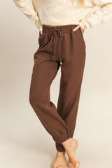 Street Luxe Ruched Joggers - Brown
