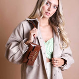 Chic Croc-Embossed Faux Leather Belt Bag - Brown