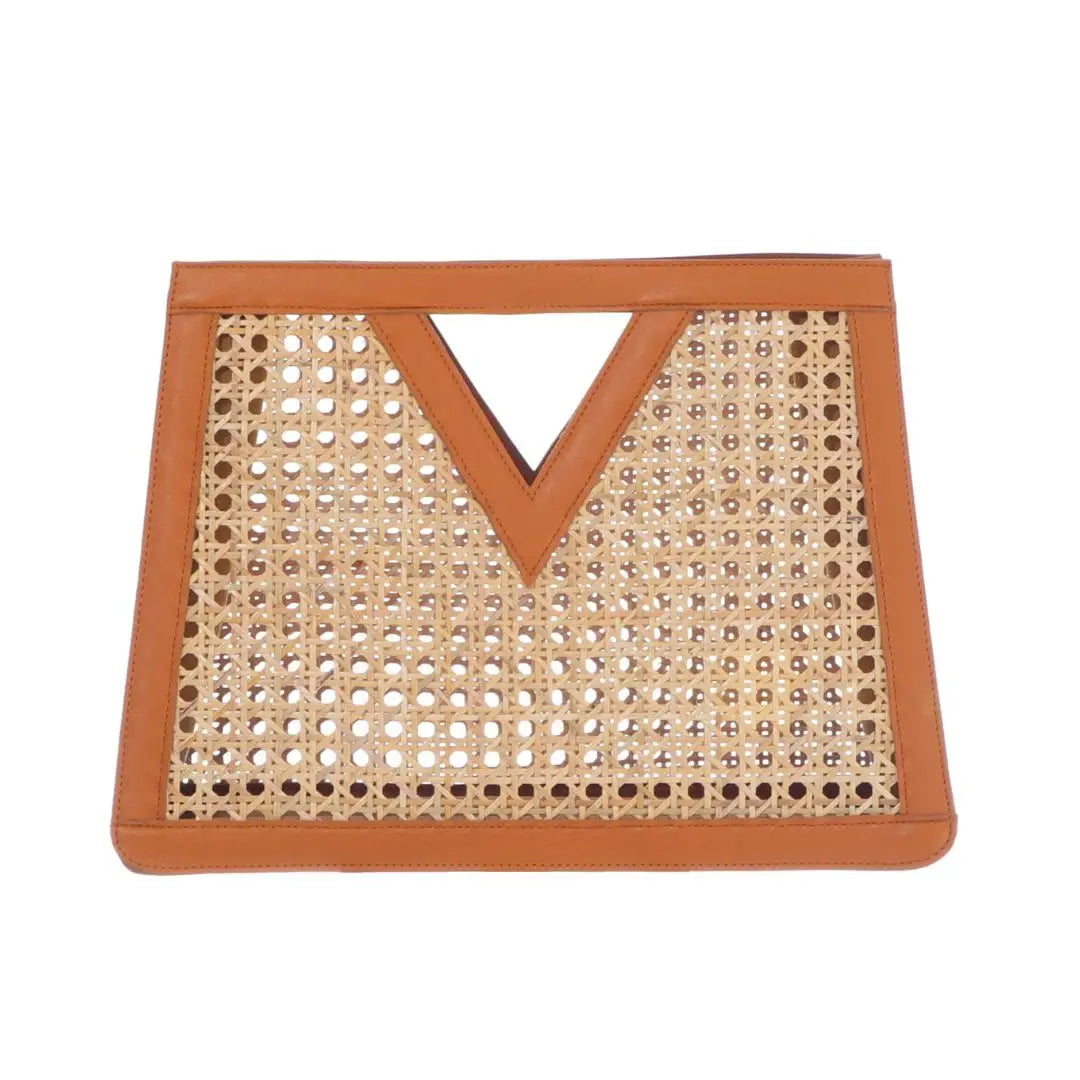 Brown Rattan Kane Clutch